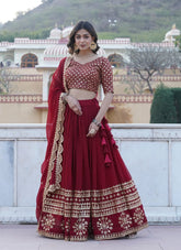 Lehenga Choli in Maroon Colour Looking Sparse